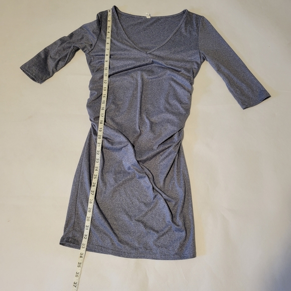 Pink Blush Maternity Dress W/ Ruched Sides Heather Gray SZ S - Picture 5 of 12